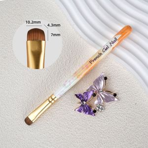 Pinceau à ongles en gel avec manche en bois, nylon doux, ultra large, ovale, épais, pour bordure française - Product Image 6