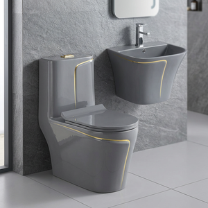 WC monobloc luxueux Vistaar avec lavabo mural suspendu, ensemble de salle de bain coloré, WC, commode, articles sanitaires - Product Image 2