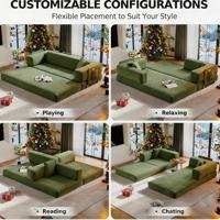 Conjunto de Sofá Seccional Modular Combinable, Moderno, Altura Ajustable, 3 Plazas, Sofá Cama Pequeño de Doble Uso, Tela Comprimida, para Sala de Estar