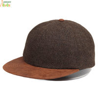 Casquette de baseball en tweed de laine avec logo personnalisé, visière en daim, structurée, pour hommes et femmes, snapback 6 panneaux, style vintage, OEM, faible MOQ, fabrication en usine