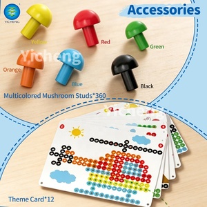 373 Pièces DIY <span class=keywords><strong>Clous</strong></span> Champignons en Plastique, Puzzle Éducatif pour Enfants, <span class=keywords><strong>Jeu</strong></span> <span class=keywords><strong>de</strong></span> <span class=keywords><strong>Mosaïque</strong></span> sur Planche à Picots, Blocs <span class=keywords><strong>de</strong></span> Construction Créatifs, Boîte Portable pour Tout-petits - Product Image 2