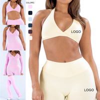 Pantalon évasé pour femme, soutien-gorge de sport, débardeur halter de haute qualité, chemise de sport à manches longues, vêtements de sport de luxe