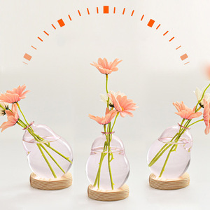 Creative Bubble Vase Hydroponic Glass Vase Transparent Pink Flower Arranger <strong>Dining</strong> <strong>Table</strong> Decoration Aromatherapy Bottle <strong>Ornament</strong> - Product Image 3