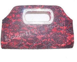 Beaded Florals D Cut Fancy Clutch <b>Purse</b> up to 1L Capacity Party Use Flap Closure - Product Image 1