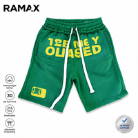 RAMAX Pantalones Cortos de Algodón Grueso Estilo Urbano Vintage para Hombre con Logotipo Frontal, Ecológicos, Transpirables, con Cierre de Cordón