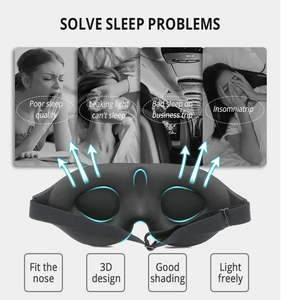 Masque de sommeil occultant de haute qualité, masque de nuit anti-lumière 3D profilé, <span class=keywords><strong>bandeau</strong></span> doux ajustable gris - Product Image 4