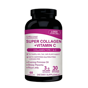 Comprimés de collagène à la vitamine C, capsules de supplément de collagène, poudre de peptides de collagène marin, gommes pour les cheveux, la peau et les ongles - Product Image 1