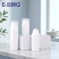 Flacon pompe sans air en plastique durable à visser pour crème cosmétique, avec logo personnalisé, finition mate, vide, pour nettoyant visage et shampoing