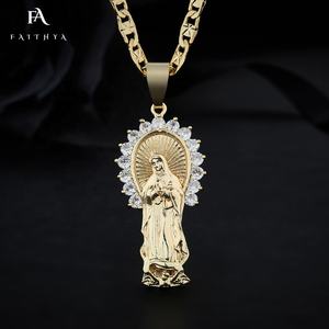 FP1014 Cadenas de Oro 14K, Joyería Fina de <span class=keywords><strong>Moda</strong></span>, Regalos para Hombre, Mujer y Unisex, Dije de la Virgen María con Halo de Diamantes - Product Image 1