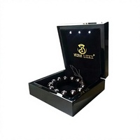 Boîtes en bois et en bambou personnalisées de luxe en MDF avec vernis noir piano, lampe LED, emballage cadeau pour bijoux, alliances de mariage