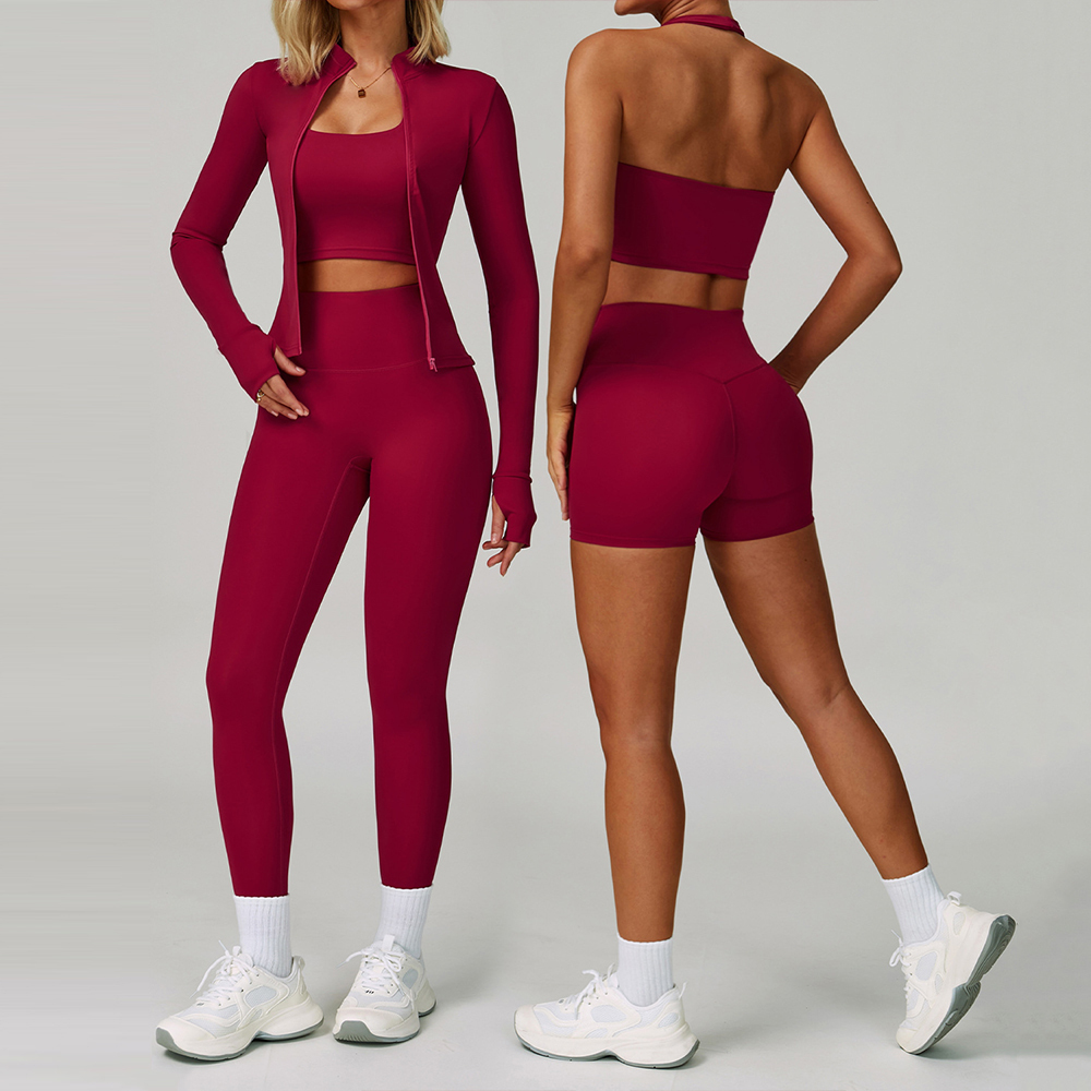Eco Friendly High Quality Sustainable Fabrics Sports Bra Tiktok Hip-lifting Slimming Athletic 3 Piece Fitness& Gym Yoga Sets