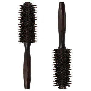 Ningbo Wooden ODM Acetate African Hair Hot 9 Row 12 Cm Wood Firm Detangling 43Mm Round Hair Brush With Boar And Nylon Bristles