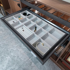 Hộc kéo tủ quần áo bằng nhôm mềm mại, đóng êm, có thể tháo rời, gắn tường, kiểu nhung, phụ kiện tủ quần áo, phần cứng - Product Image 4