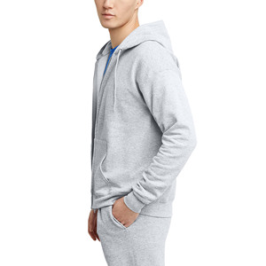 Sudadera con capucha y cremallera de peso pesado con logotipo personalizado al por mayor para hombre, sudadera básica de mezcla de algodón grueso y suave para invierno - Product Image 2