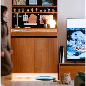 Mueble Zapatero Nórdico de Madera de Cerezo con 2 Compartimentos, Mueble de Almacenamiento para Sala de Estar - Product Image 1