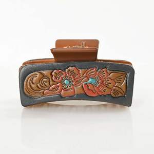 Pinza para el Cabello de Cuero Vacuno Genuino Estilo Vaquera Vintage, Accesorio para el Cabello Hecho a Mano Estilo Western - Product Image 2