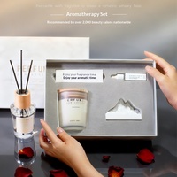 Coffret Cadeau Luxe Nomigi : Bougie Parfumée Artisanale en Cire de Soja en Forme de Tasse et Diffuseur à Bâtonnets pour Chambre à Coucher