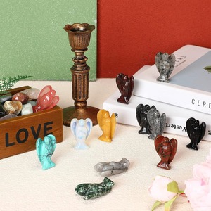1.5 "pierre précieuse sculptée à la main prier ange Statue cristal de guérison Rose Quartz oeil de tigre <span class=keywords><strong>Aventurine</strong></span> obsidienne ange Figurine Decora - Product Image 6