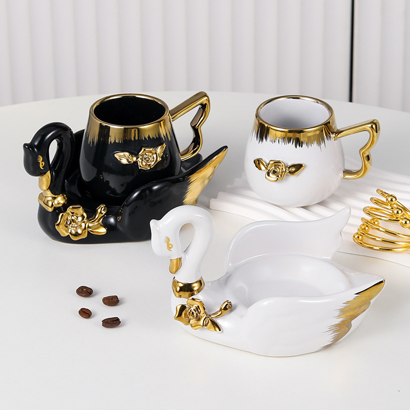 Tasse à Café En Porcelaine Rétro Château De Cygne, Ensemble