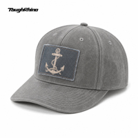 Casquette de baseball structurée à 6 panneaux en coton délavé vintage personnalisée, casquette snapback grise de haute qualité avec logo brodé