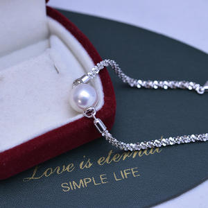 Pulsera Redonda Blanca de Agua Dulce de 11-12 mm para Mujer, Plata de Ley S925, Pulsera de Cristal Ajustable con Luz Intensa y Pequeños Defectos - Product Image 2