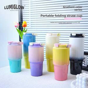 Taza de paja de acero inoxidable aislada grande de 30oz, taza térmica portátil de doble pared para deportes al aire libre con tapa, producto transfronterizo - Product Image 1