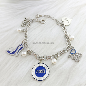 Sorority exquisita alta calidad griega Zeta Phi Beta ZPB letra encantos 1920 signo colgante mujeres moda pulseras joyería - Product Image 5
