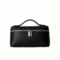 Sac cosmétique portable en cuir PU Saffiano, léger, durable, avec logo personnalisé, pochette à maquillage à fermeture éclair, grande capacité, pour femmes, voyage