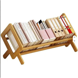 Organizador de revistas de escritorio de madera de bambú simple, estante para libros para estudio y oficina - Product Image 1