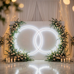 LEDA White Led Lighted Acrylic <b>Backdrop</b> Multi Layer Wave Shape Pvc <b>Backdrop</b> Wedding Stage <b>Backdrop</b> Photography - Product Image 1