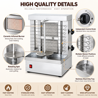 Machine à griller les kebabs commerciaux, mini-grill vertical à gaz pour shawarma, doner et viande rôtie pour restaurant de restauration rapide