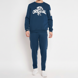 Conjunto de chándal de temporada de invierno para hombre, Sudadera con capucha ligera transpirable, pantalón con logotipo impreso, color puro de marca - Product Image 1