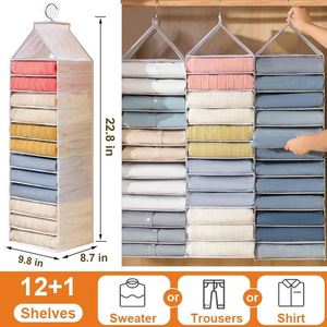 ถุงเก็บของแขวนตู้เสื้อผ้า 12 ชั้น ทำจากผ้า PVC สำหรับเสื้อผ้าและกางเกงยีนส์ ดีไซน์พับเก็บได้และใช้งานได้จริง - Product Image 3