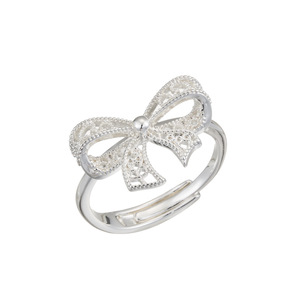 Bowknot Openwork Ring Micro Pave Adjustable Index Finger Ring Gift Jewelry - Product Image 5