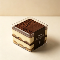 Boîte d'emballage carrée en plastique PS de qualité alimentaire transparente pour tiramisu et pâtisseries, pour boulangeries et pâtisseries