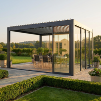 Pergola moderne en aluminium blanc à toit rétractable pour villa de luxe, balcon, bord de piscine et jardin tropical, pour l'extérieur