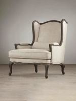 Fauteuil classique en bois massif, revêtement en tissu crème, design moderne, chaise de loisirs, monoplace, hauteur réglable, rembourrage en éponge