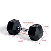Haltères hexagonaux antidérapants en caoutchouc noir BunnyHi YL005, 5-40 kg, équipement de gym, prix d'usine, haute qualité, revêtement de qualité supérieure