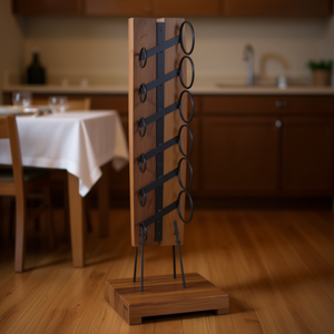 Portabottiglie in Legno di Teak Massiccio, Capacità 6 Bottiglie, Design Elegante per Arredamento Casa - Product Image 2