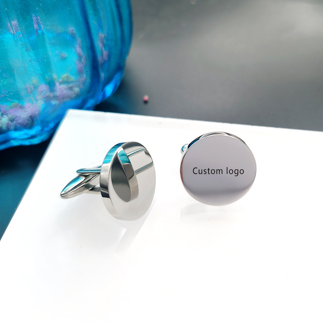 Factory Wholesale High-end Cufflinks Stainless Steel Round Cufflink Custom Logo Clothing Cufflinks for Men Women