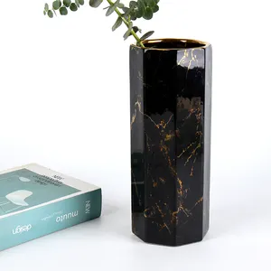 INS décoration Simple personnalisable nordique moderne blanc noir vert marbre Vase en céramique