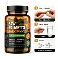 Capsules sous Marque Blanche OEM Formule 3X Saw Palmetto avec Ortie et Citrouille pour le Soutien de la Prostate et des Voies Urinaires