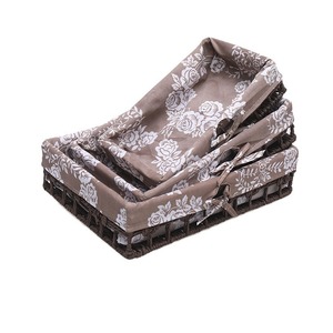 Cestini di <span class=keywords><strong>vimini</strong></span> con manico e fodera Set di carta corda intrecciata cestini decorativi per ripiani bagno cucina <span class=keywords><strong>pane</strong></span> di frutta - Product Image 1