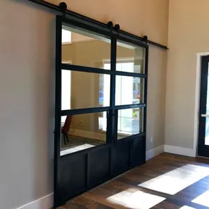 Barn Doors Interior Doors For House Residential Sound Proof Modern Metal Sliding Wrought Iron Barn Door