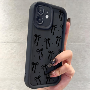 Custodia per telefono in TPU di alta qualità stile INS con fiocco nero e scanalature nere per S22 Ultra - Ingrosso di fabbrica - Product Image 3