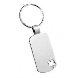 Portachiavi Personalizzabile con Logo a Quadrifoglio, Portachiavi Solare Rettangolare, Portamonete con Moschettone in Lega Metallica - Product Image 1