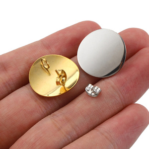 Curved Disc Stud Earrings Ear <strong>Plugs</strong> Gold-colored Stainless Steel Electroplated Long-lasting Large Ear Hooks for DIY Earring - Product Image 3