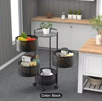 Nouveau produit chariot à roulettes multifonctionnel en métal rotation à 360 degrés cuisine support de stockage de condiments chariot à fruits et légumes