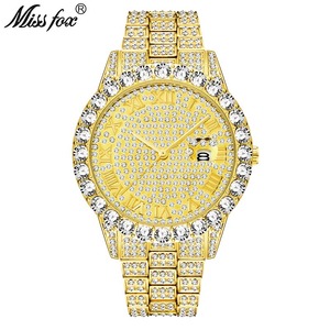 Montre Homme Luxe Diamantée Style Iced Out Grand Cadran Acier Inoxydable Bijou de Poignet Montres Quartz pour Hommes - Product Image 3