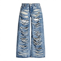Jeans d'hiver déchirés coupe droite ample avec patch étoile Y2K personnalisé pour hommes et femmes, style Hip Hop Streetwear, denim vintage délavé 100%